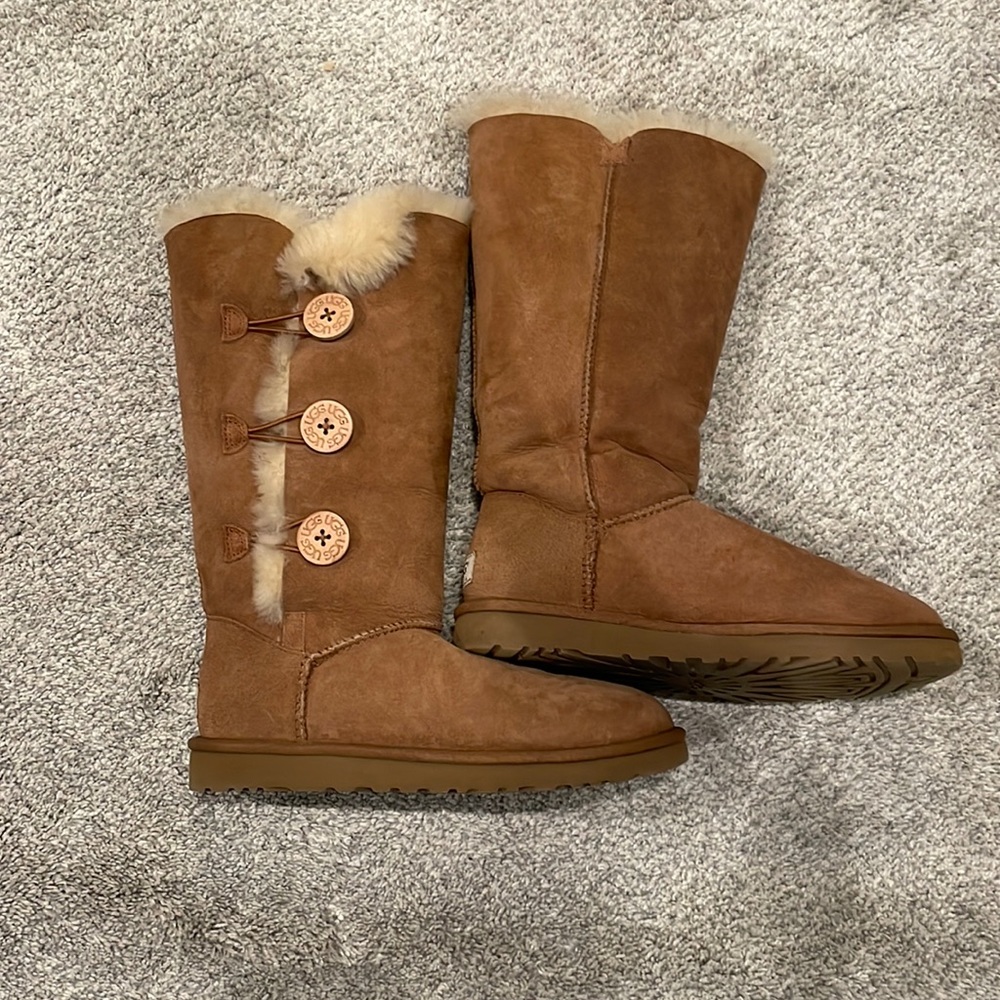 Chestnut Tall Ugg Boots with Buttons